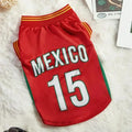 Mexico 15 Pet Jersey Shirt for Dogs and Cats, Breathable Sleeveless Pet Soccer Vest, Lightweight Puppy Sports Outfit for Small Medium Pets, Cute Mesh Dog Cat Clothes for Daily Wear, Photos, Parties and Game Day