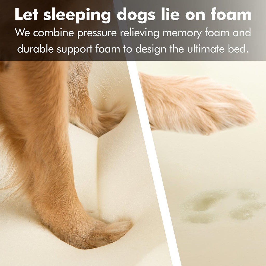 X-Large Dog Bed, Orthopedic Dog Sofa Memory Foam Mattress, Calming Dog Couch Bed, Wall Rim Pillow, Water Resistant Liner, Washable Cover, Non-Slip Bottom, Chester, X-Large Cocoa Brown