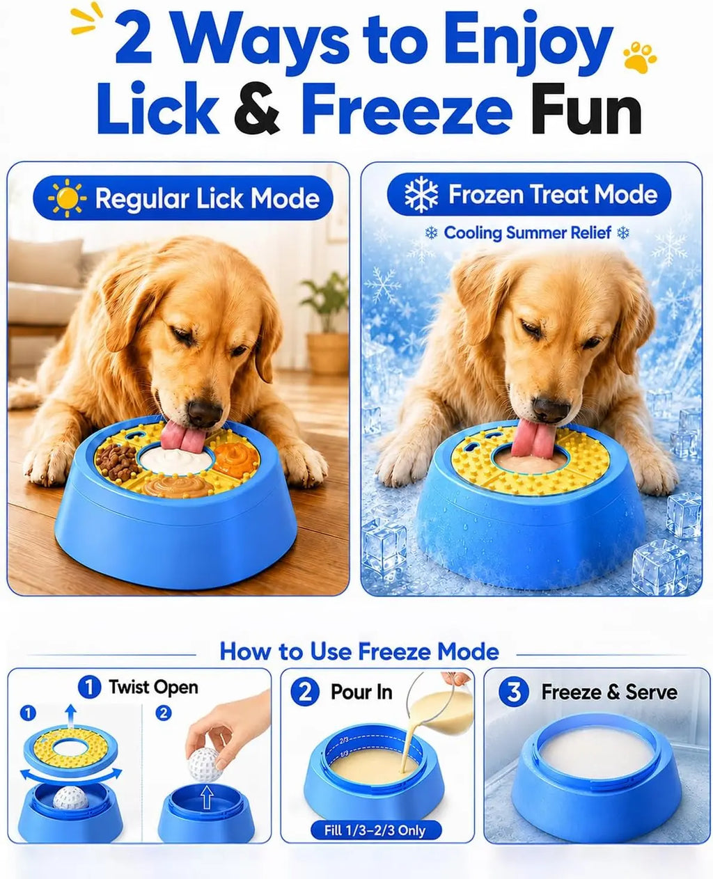 Picky Zoom Interactive Slow Feeder Dog Bowl - 2-In-1 Enrichment Feeder with Rolling Lick Ball for Fast Eaters, Anti-Slip Suction Base for Frozen Treats, Yogurt & Wet Food, for Dogs & Cats